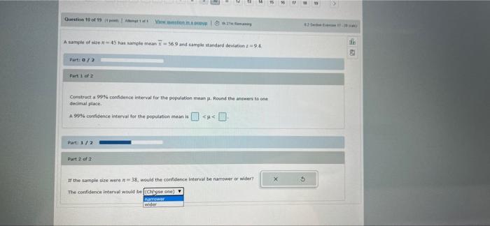 Solved Question of 19 - View A sample of 45 has sample | Chegg.com