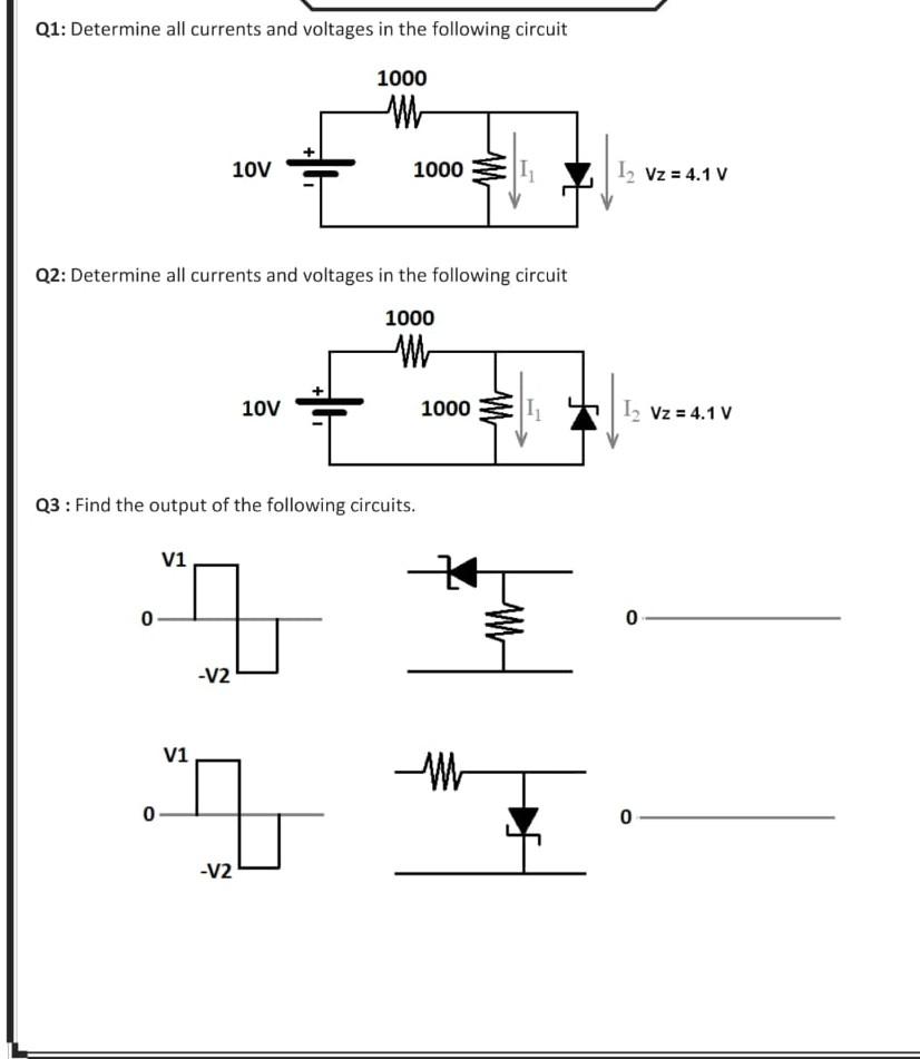 Solved Q1: Determine all currents and voltages in the | Chegg.com