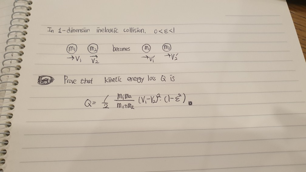 Solved In 1-dimension inelastic collision, 0 | Chegg.com