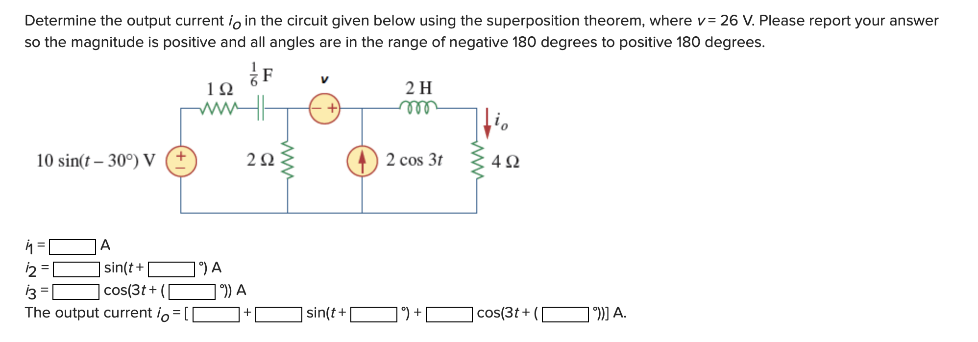 Solved Determine the output current iO ﻿in the circuit given | Chegg.com