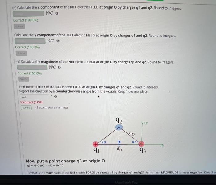 Solved Electric Field - 3 Point Charges on a Triangle Case 1 | Chegg.com