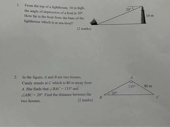 solved-1-from-the-top-of-a-lighthouse-10-m-high-the-angle-chegg