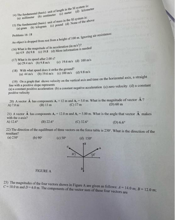 Solved 14) The fundamental (basic) unit of length in the Sl | Chegg.com