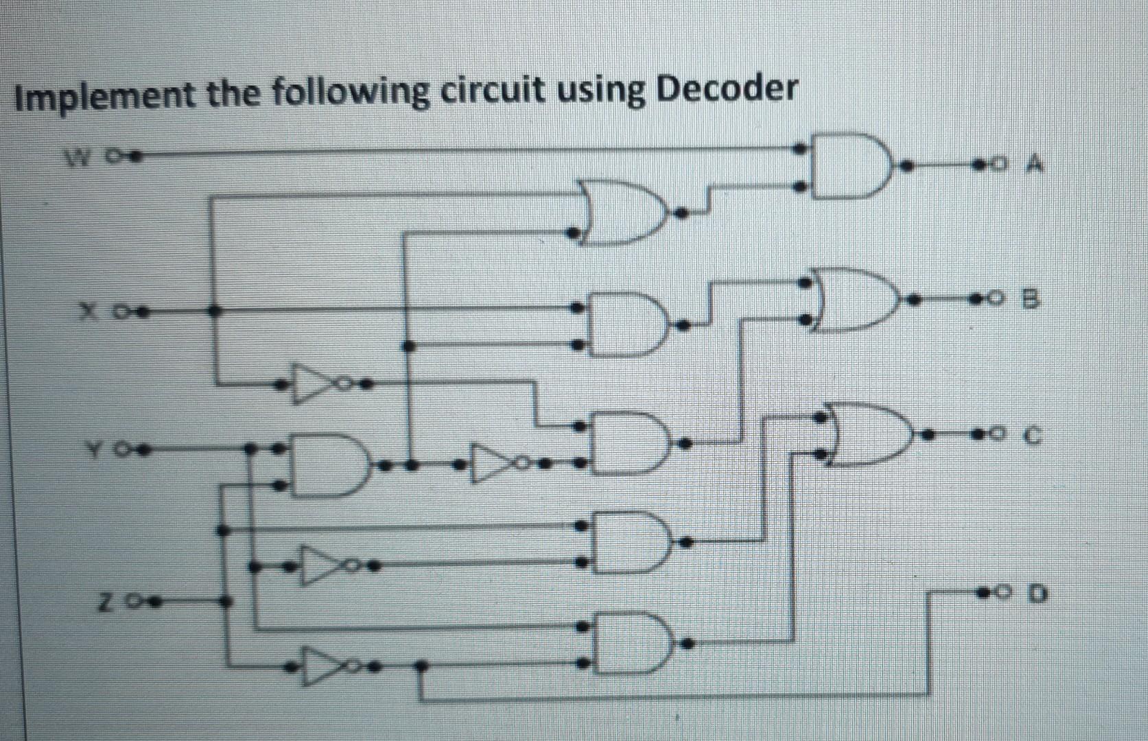 Solved Implement the following circuit using Decoder O B . | Chegg.com
