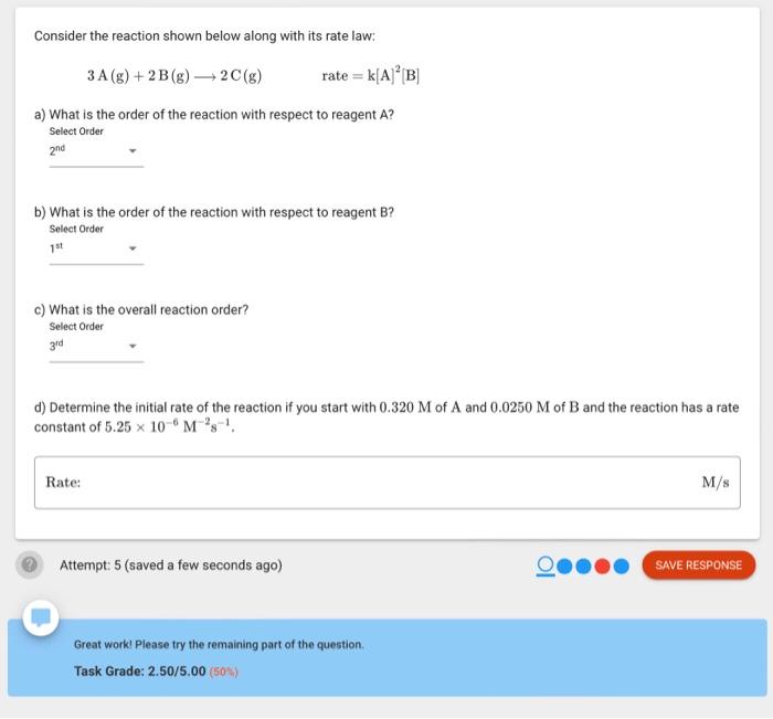 Solved Consider the following reaction: A(g)+B(g) C(g) After | Chegg.com