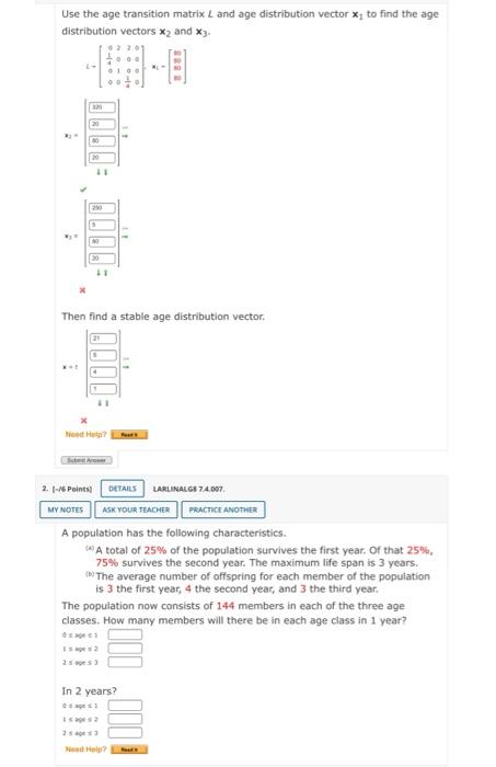 Solved Use the age transition matrix Land age distribution | Chegg.com