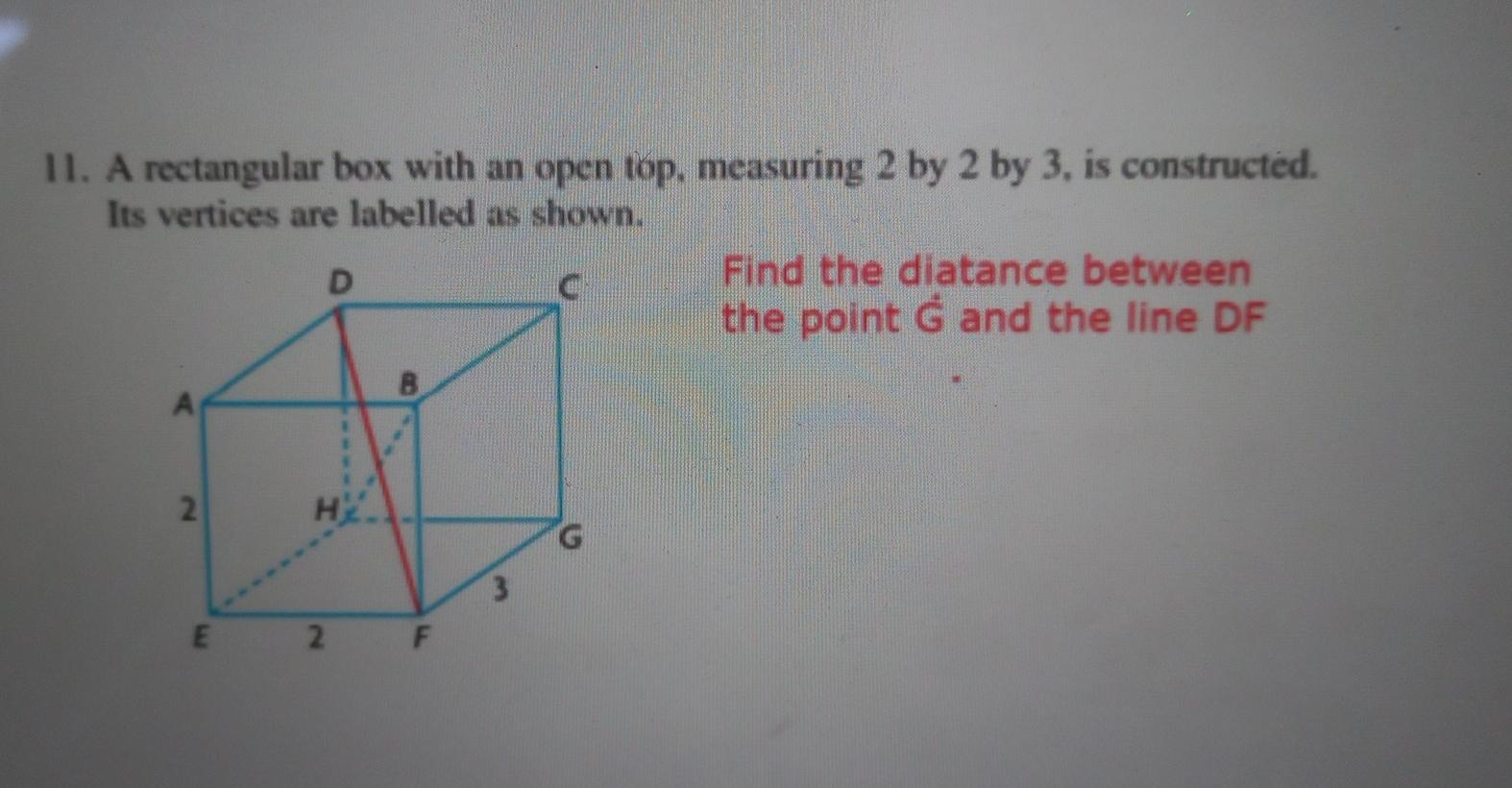 Solved 11. A rectangular box with an open top. measuring 2 | Chegg.com