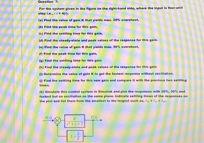 Solved For the system given in the figure on the right-hand | Chegg.com