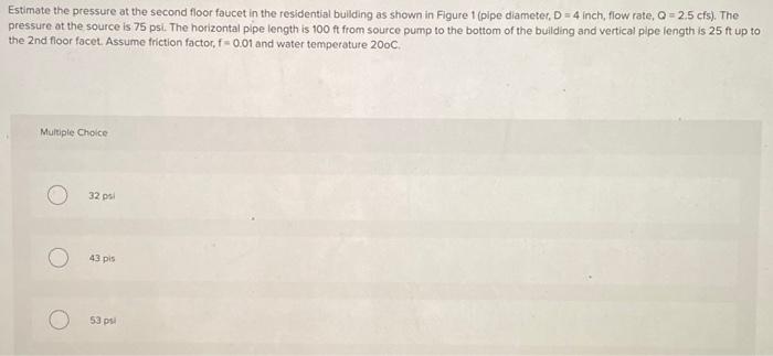 Estimate The Pressure At The Second Floor Faucet In Chegg Com   Image