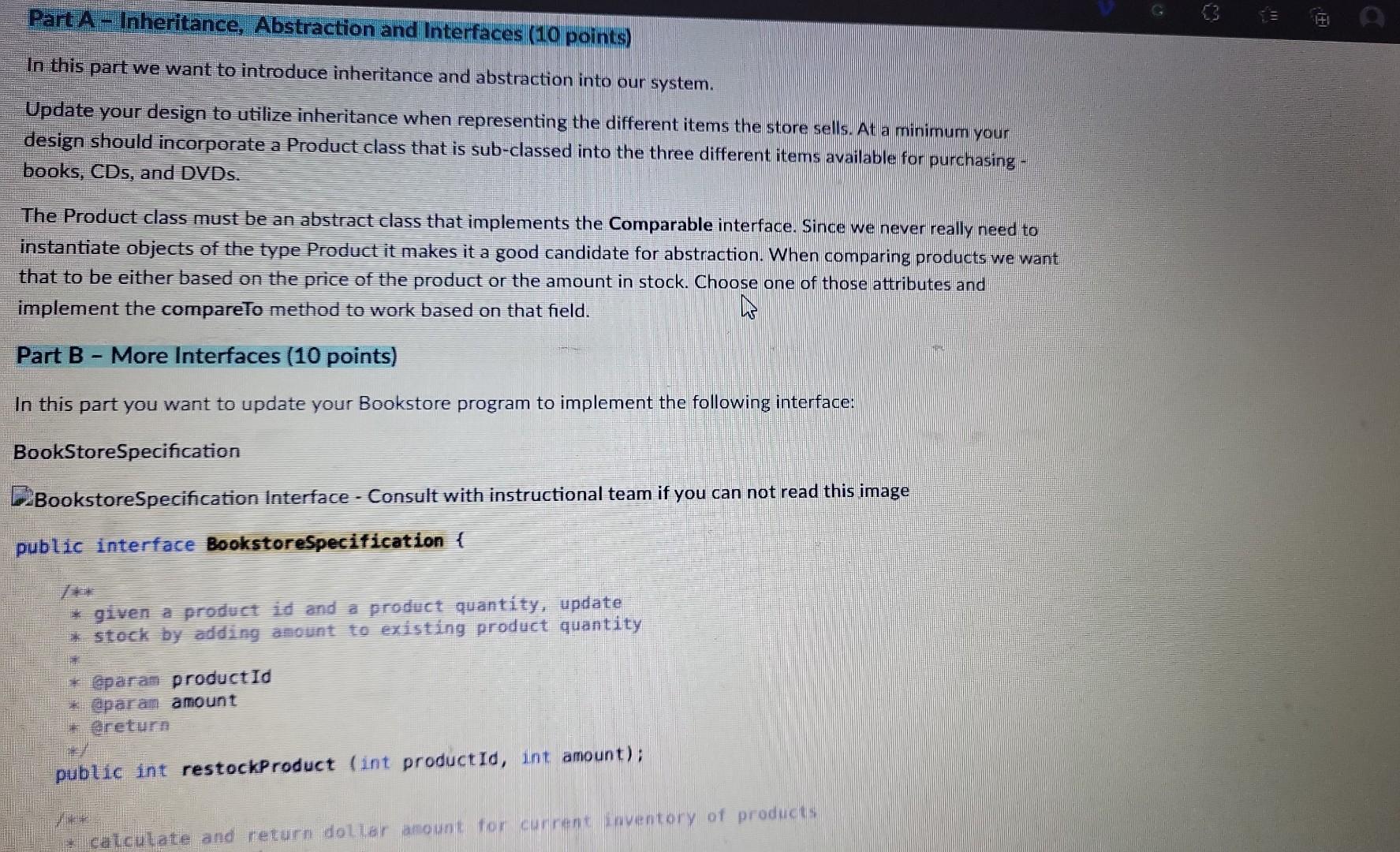 Solved Part A - Inheritance, Abstraction and Interfaces ( 10 | Chegg.com