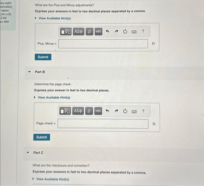 Solved A differential leveling loop began and closed on BM | Chegg.com