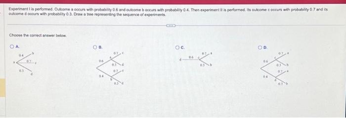 Solved Experiment I is performed. Outcome a occurs with | Chegg.com