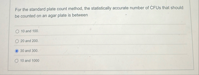 Solved For the standard plate count method, the | Chegg.com