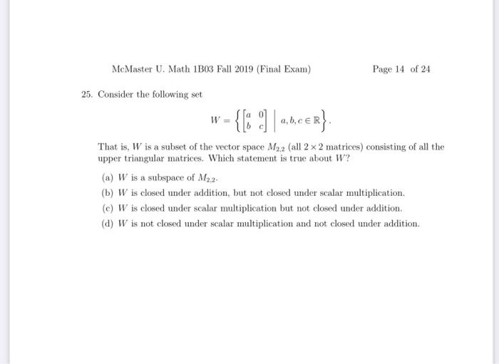 Solved McMaster U. Math 1B03 Fall 2019 (Final Exam) Page 14 | Chegg.com