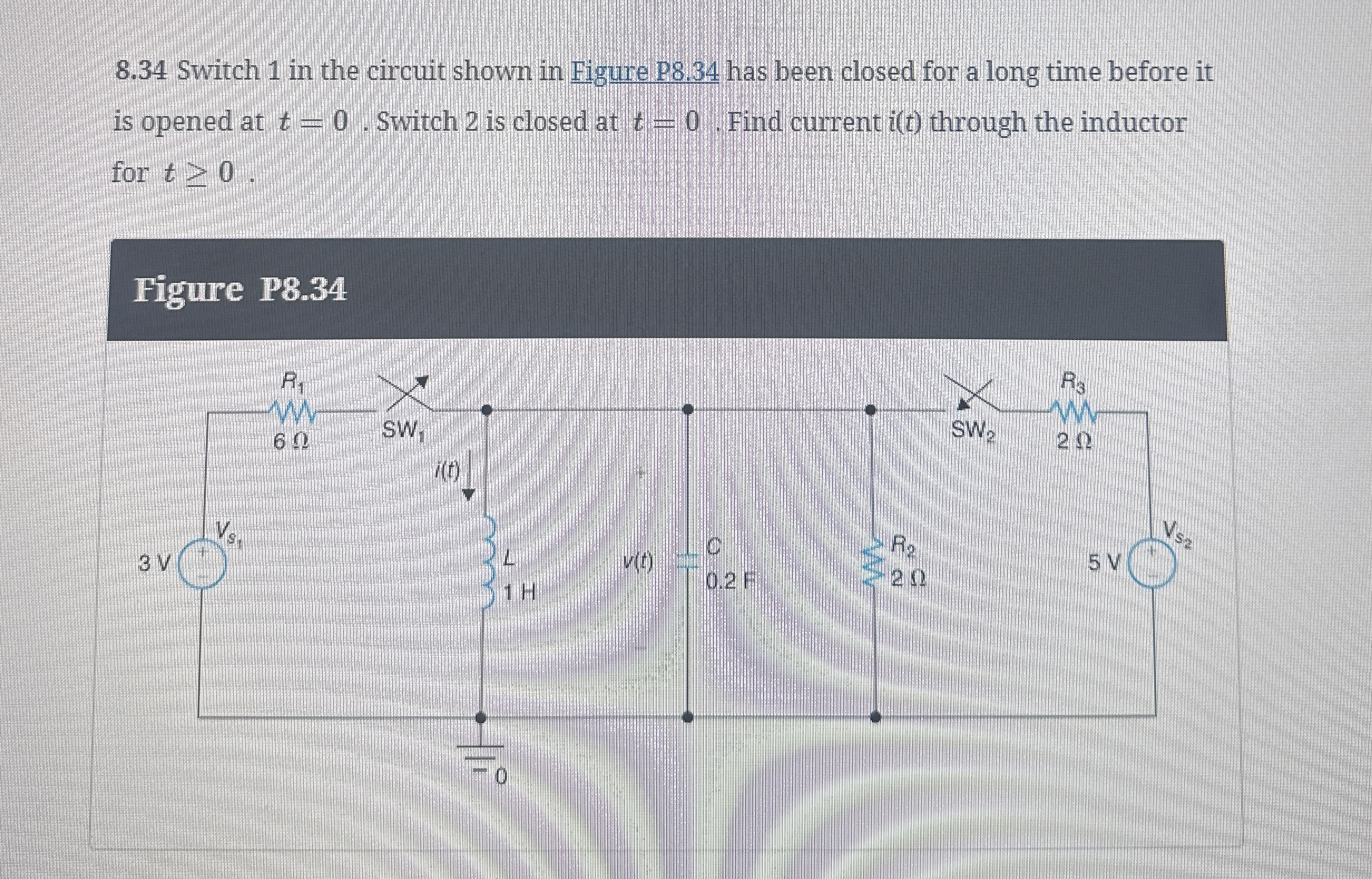 8.34 ﻿Switch 1 ﻿in the circuit shown in Figure P8. 34 | Chegg.com