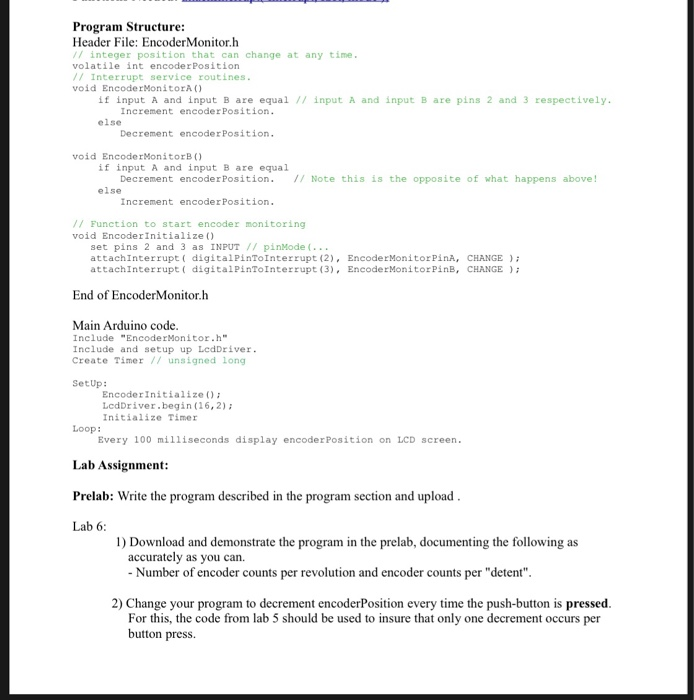 Delay Program Header File Program Structure: Header File: Encoder Monitor.h // | Chegg.com