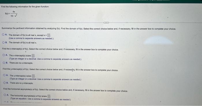 Solved Find the following information for the given | Chegg.com