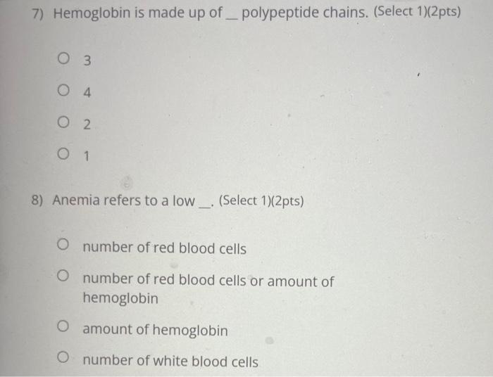 Solved 1) Sickle cell anemia is a disease. (Select 1)(2pts) | Chegg.com