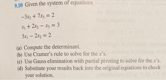 Solved 9.10 Given the system of equations | Chegg.com
