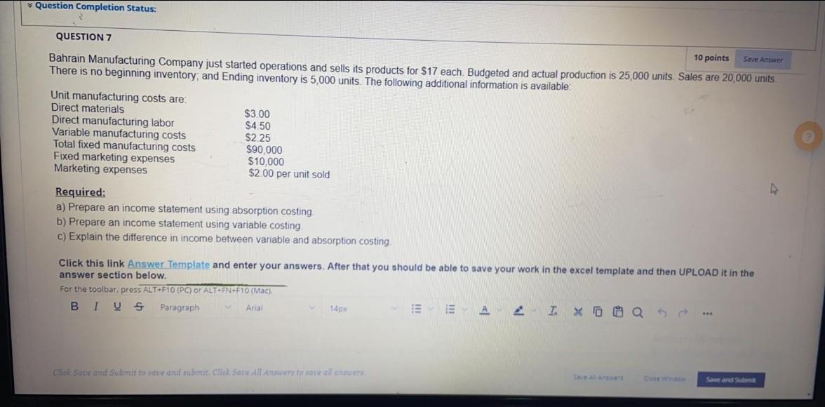 Solved Question Completion Status: QUESTION 7 10 points Save | Chegg.com