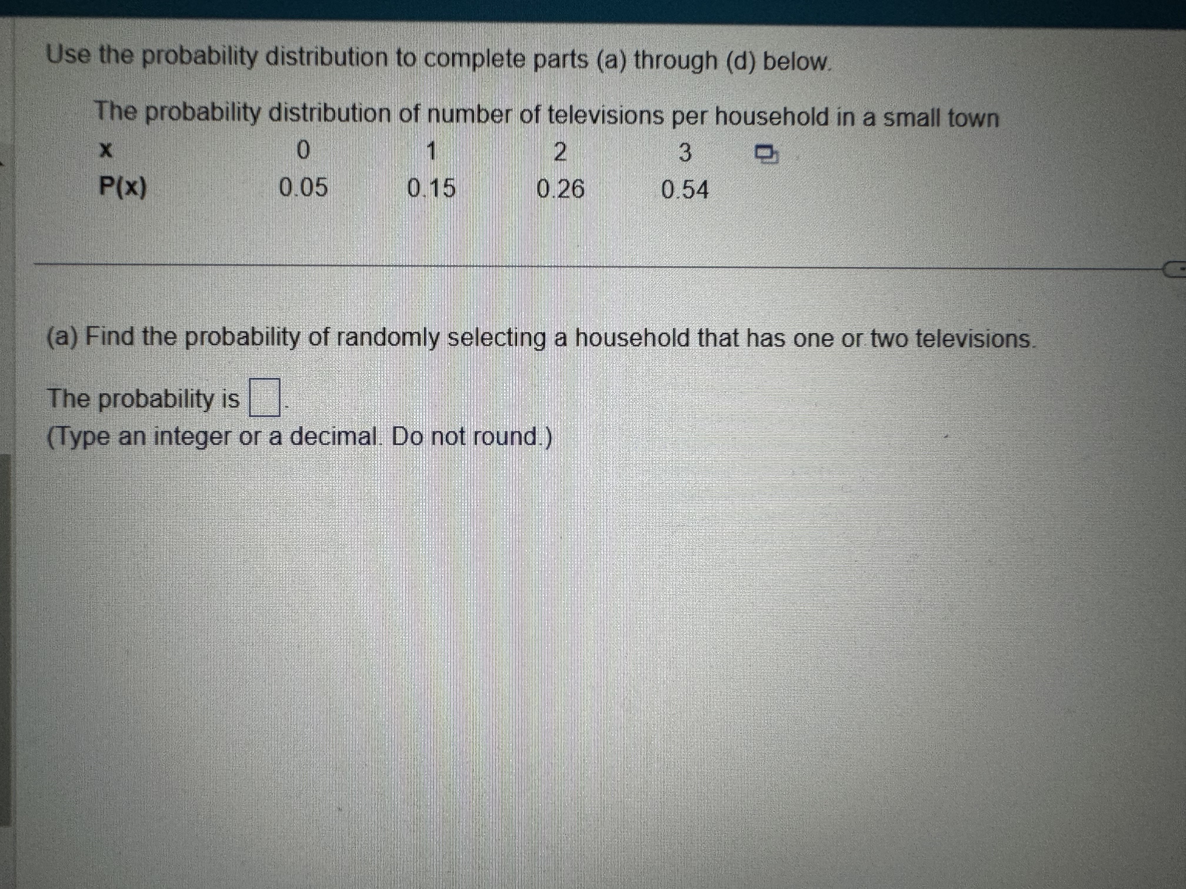 Solved Use the probability distribution to complete | Chegg.com