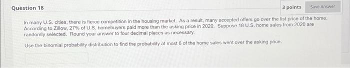 Solved Question 18 3 points Save Answer In many U.S. cities, | Chegg.com