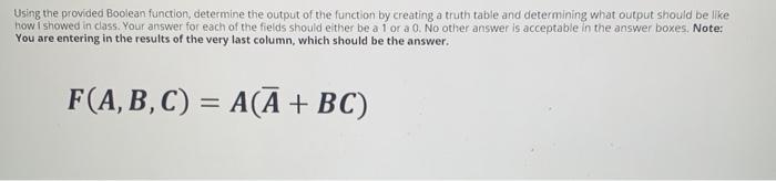 Solved Using the provided Boolean function, determine the | Chegg.com