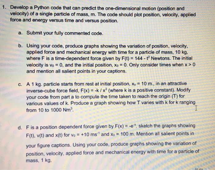 1. Develop a Python code that can predict the | Chegg.com