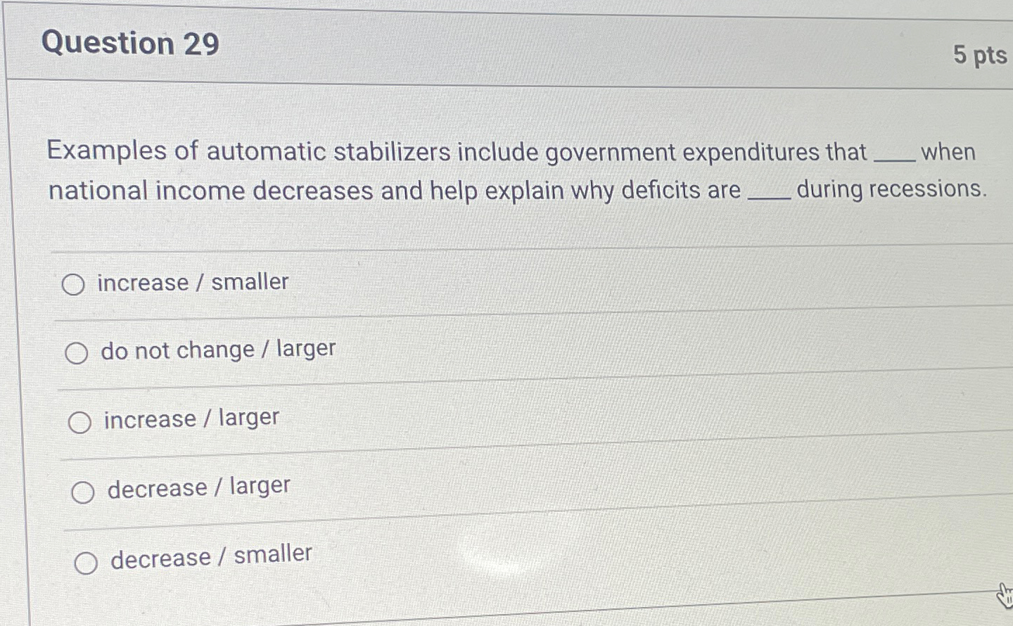 Solved Question 295 ﻿ptsExamples of automatic stabilizers