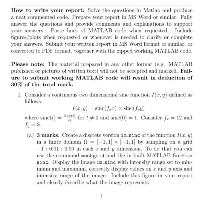 How to write your report: Solve the questions in | Chegg.com