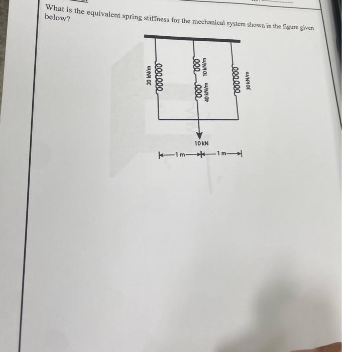 Solved What is the equivalent spring stiffness for the | Chegg.com