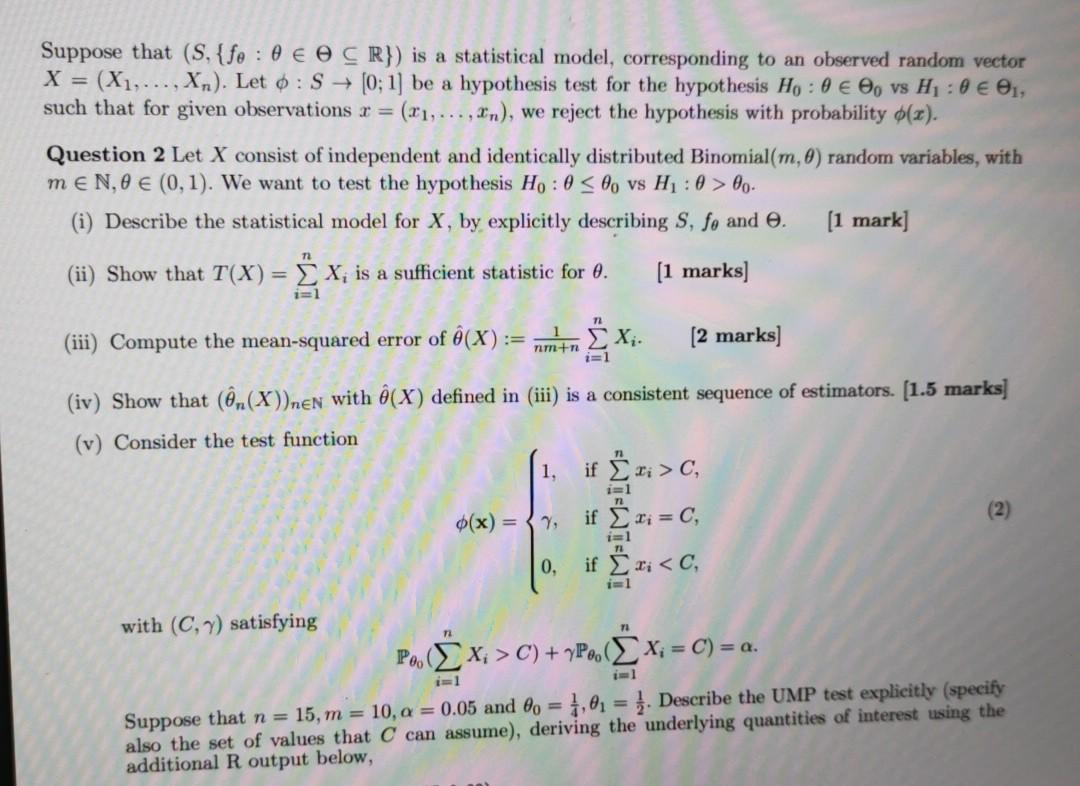 Solved Suppose That S Fo 0 0 R Is A Statistical Chegg Com