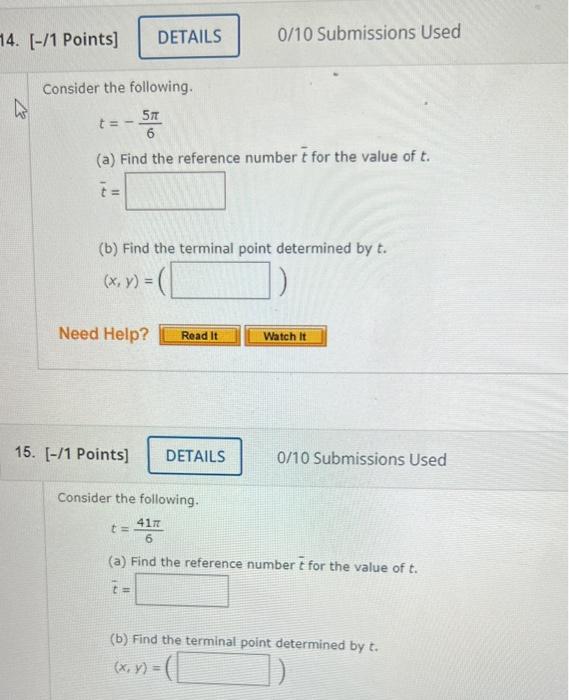 Solved -/1 Points] 0/10 Submissions Used Consider the | Chegg.com