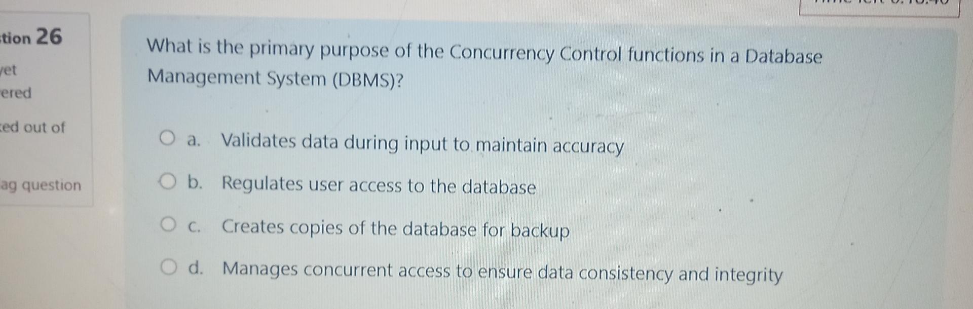 Solved What is the primary purpose of the Concurrency | Chegg.com