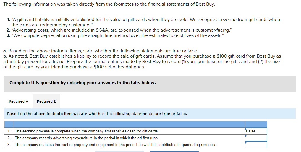 As noted, Best Buy establishes a liability to record | Chegg.com