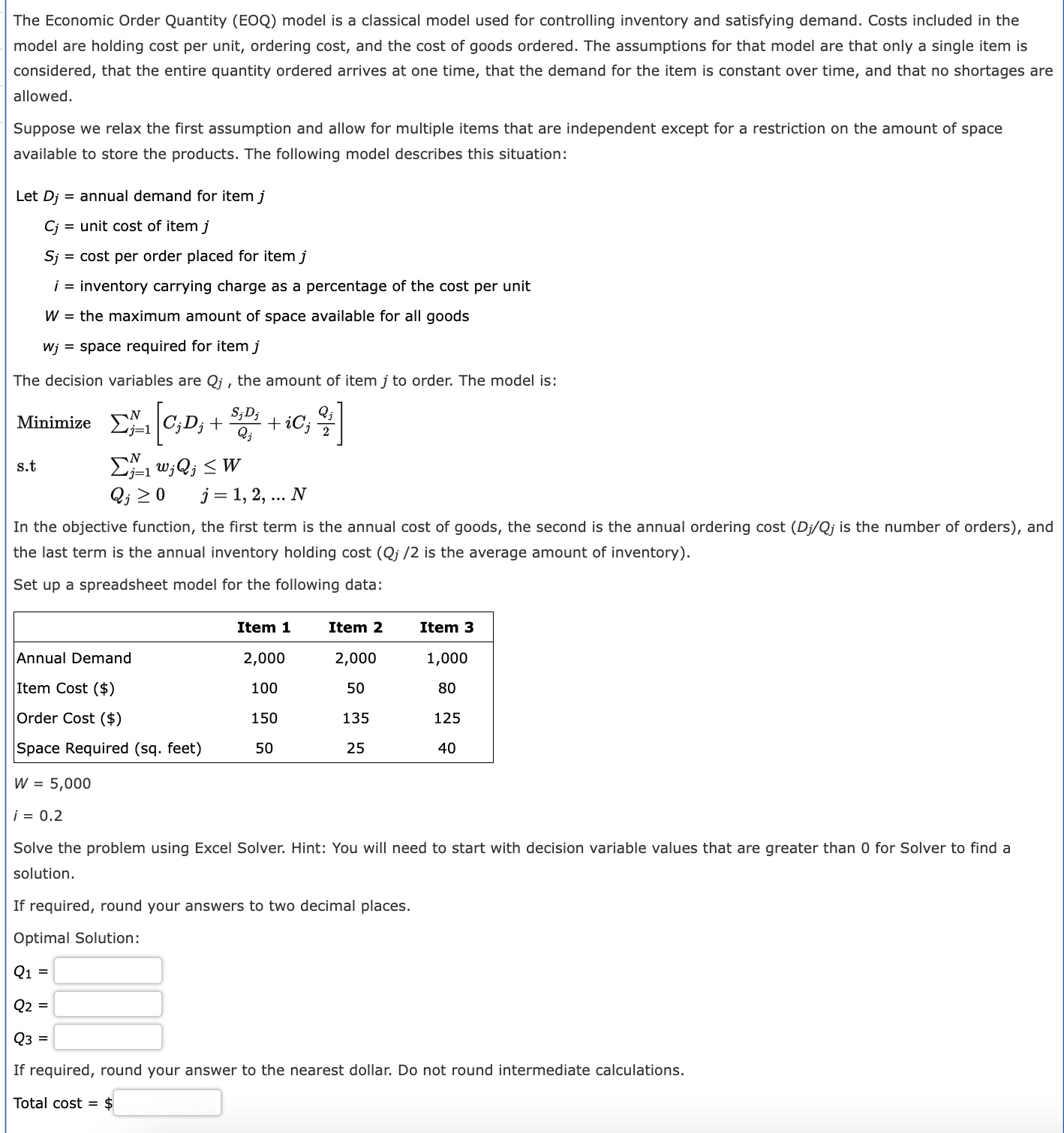 Solved The Economic Order Quantity (EOQ) ﻿model is ﻿a | Chegg.com