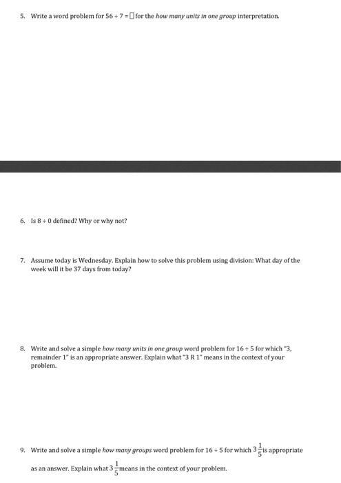 Solved 5. Write a word problem for 56 + 7 = for the how many | Chegg.com