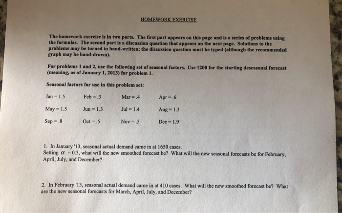 Solved HOMEWORK EXERCISE The Homework Exercise Is In Two | Chegg.com