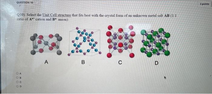 Solved Q10) Select the Unit Cell structure that fits best | Chegg.com