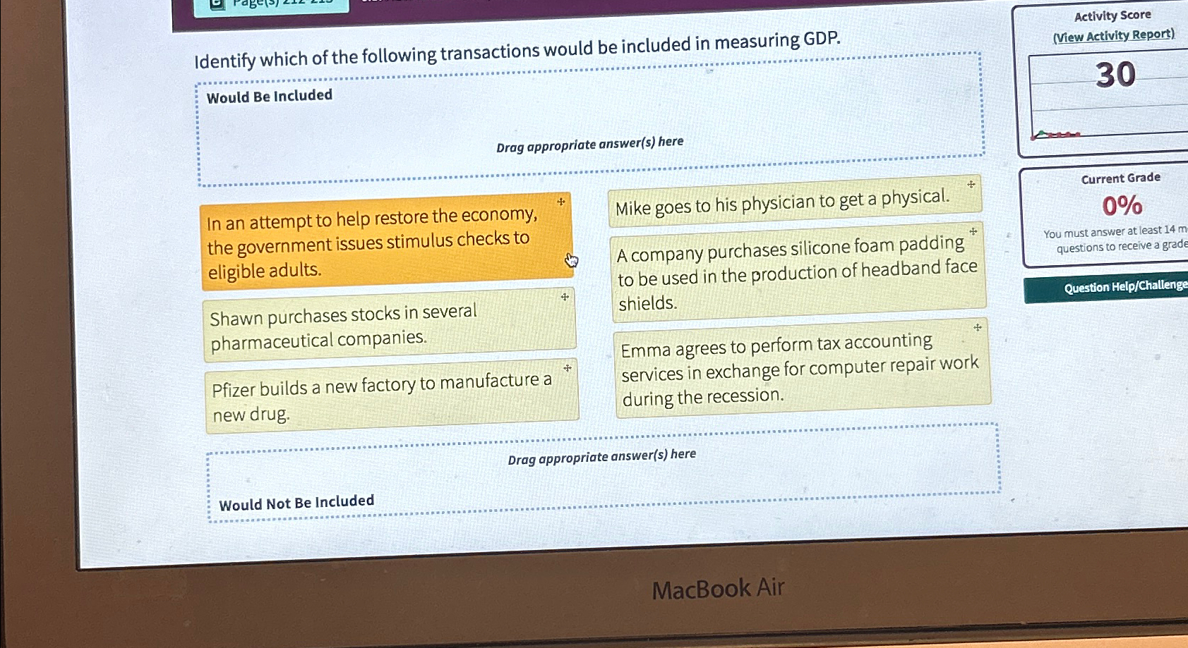 which of the following transactions would be included in gdp