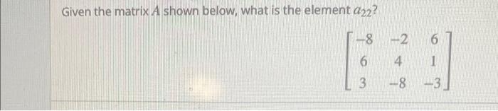 Solved Given the matrix A shown below, what is the element | Chegg.com