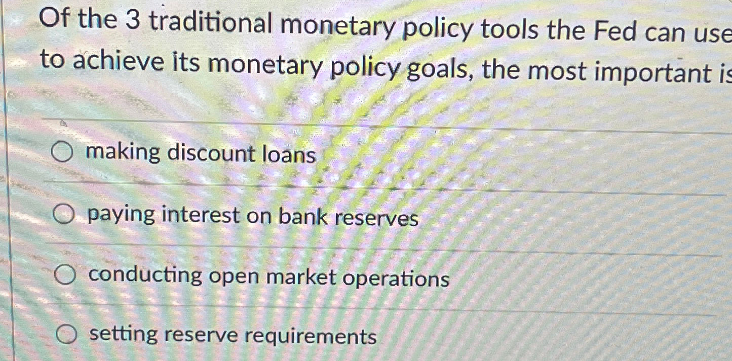 what are the 3 tools the fed uses in monetary policy