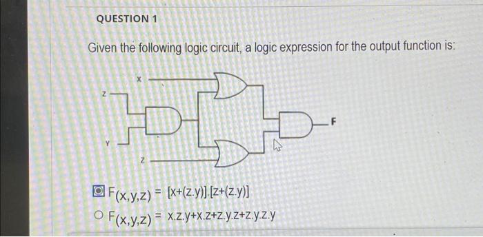 Solved QUESTION 1 Given the following logic circuit, a logic | Chegg.com