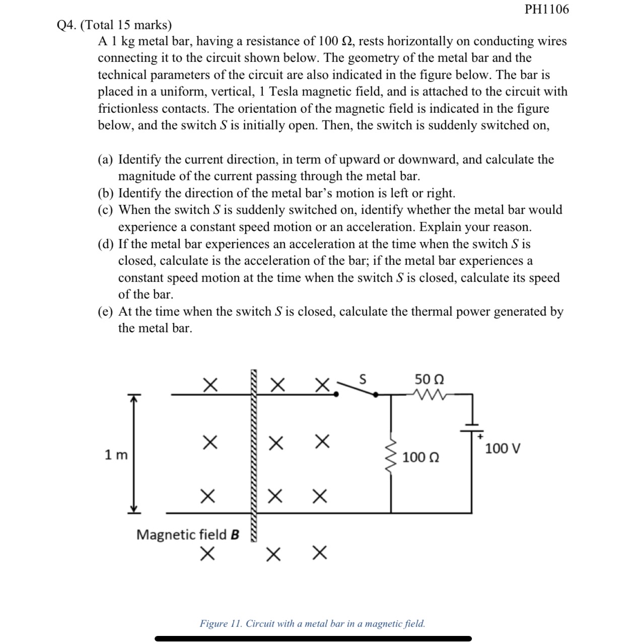 Solved PH1106Q4. (Total 15 ﻿marks)A 1kg ﻿metal bar, having a | Chegg.com