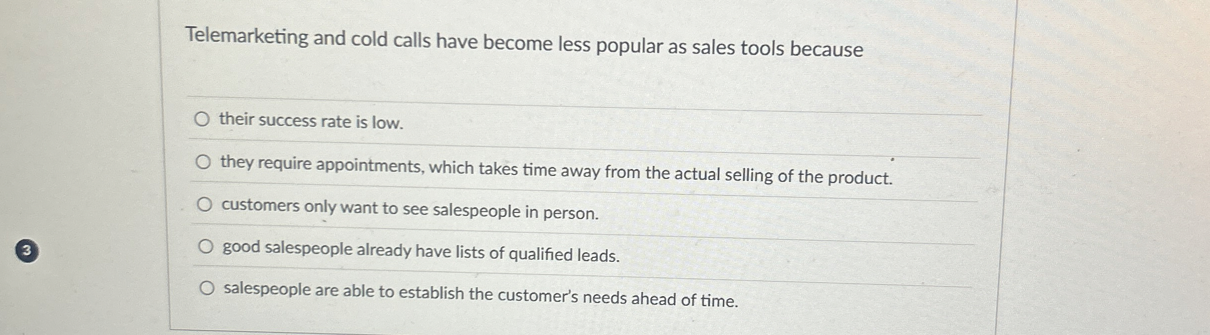 Solved Telemarketing and cold calls have become less popular | Chegg.com