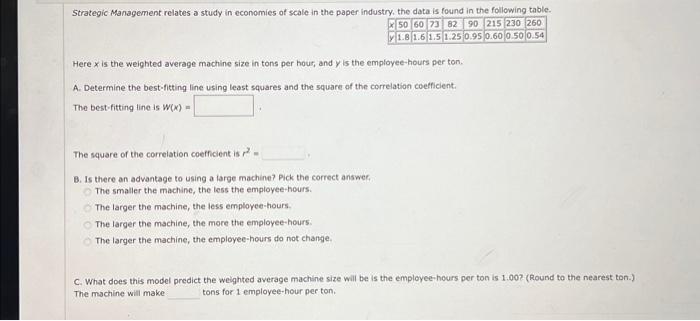 Solved Here x is the weighted average machine size in tons | Chegg.com