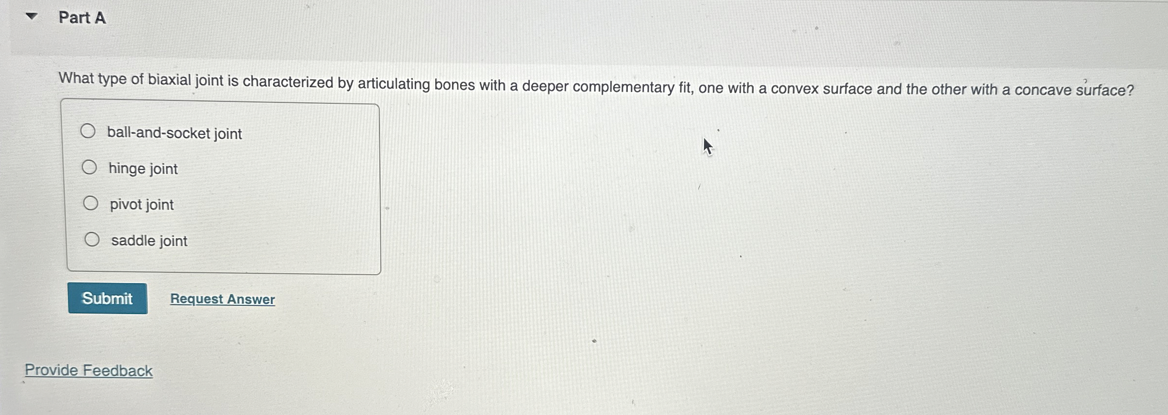 Solved What type of biaxial joint is characterized by