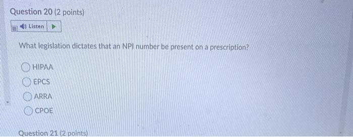 Question 20 2 Points Listen What Legislation Chegg Com