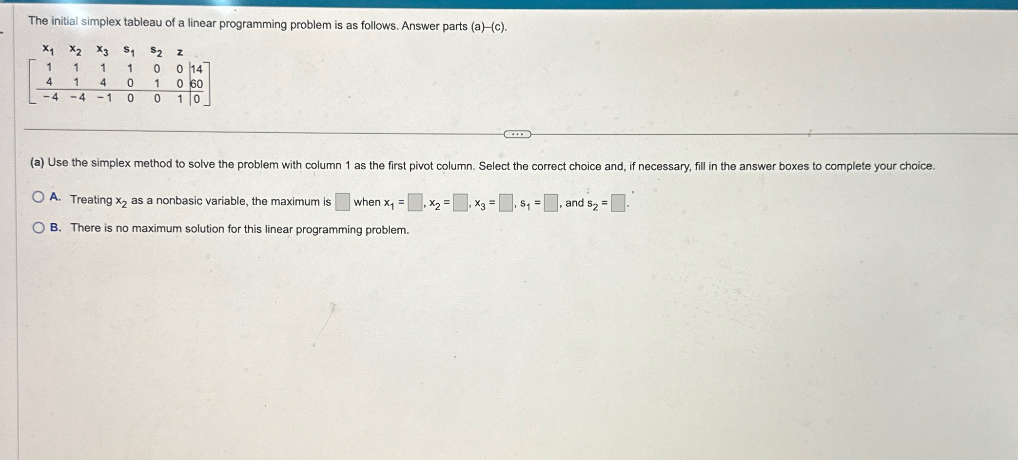 Solved The initial simplex tableau of a linear programming | Chegg.com