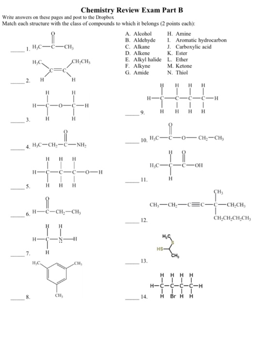 Chemistry Review Exam Part B Write Answers On These | Chegg.com